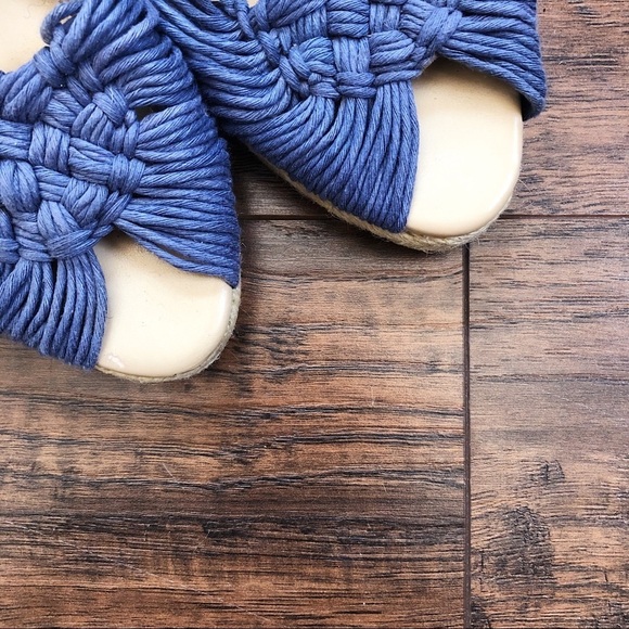 BCBGeneration • Pike espadrille sandals blue wedge ankle tie macramé crochet - Picture 4 of 8